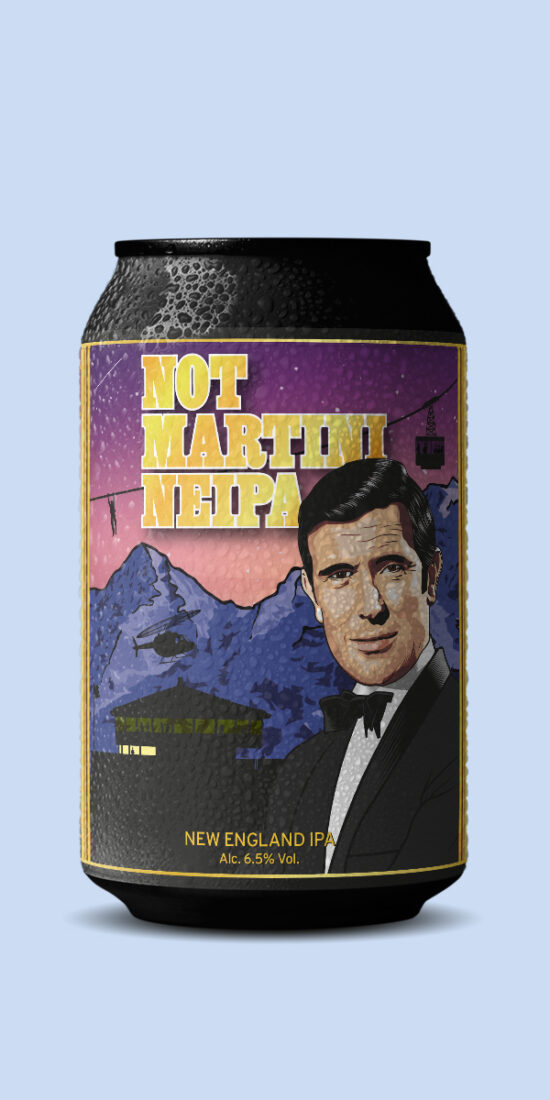 Simon Baumann Design Illustration James Bond IPA Craft Bier Etikette für Schilthorn Piz Gloria Mürren